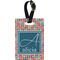 Retro Squares Plastic Luggage Tag - Rectangular w/ Name and Initial