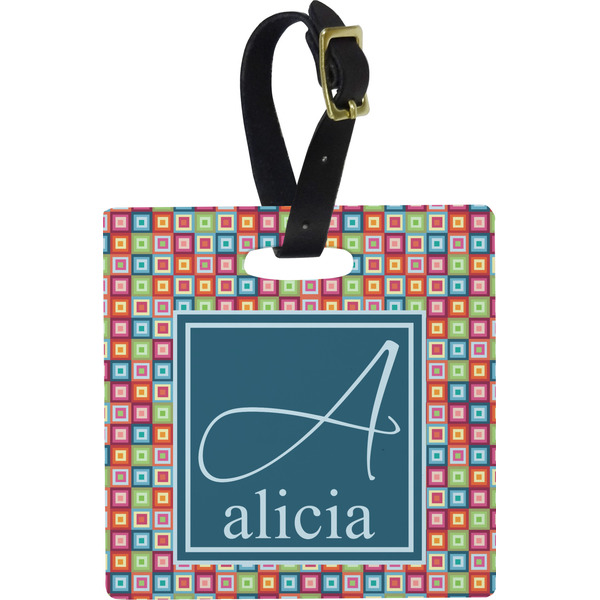 Retro Squares Personalized Square Luggage Tag