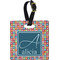 Retro Squares Plastic Luggage Tag - Square w/ Name and Initial