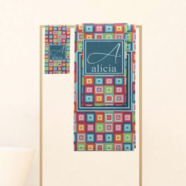 Retro Squares Personalized Towel Set