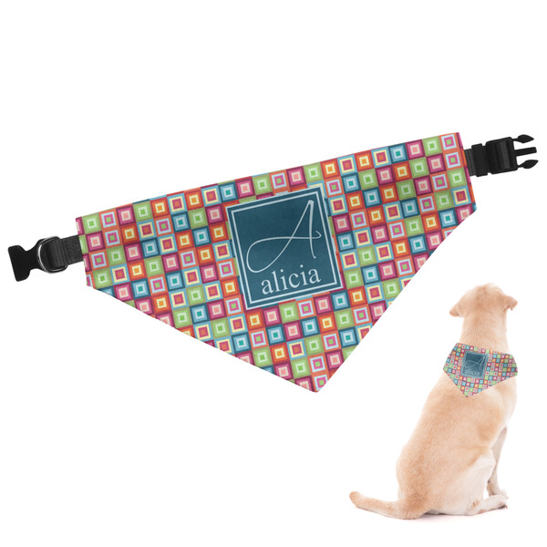 Custom Retro Squares Dog Bandana - Large (Personalized)