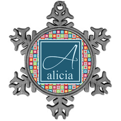 Retro Squares Vintage Snowflake Ornament (Personalized)