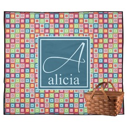 Retro Squares Outdoor Picnic Blanket (Personalized)