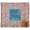 Retro Squares Picnic Blanket - Flat - With Basket