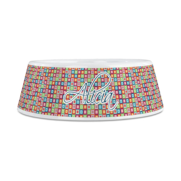 Retro Squares Plastic Dog Bowls - Medium - FRONT