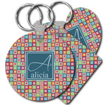 Retro Squares Plastic Keychain (Personalized)
