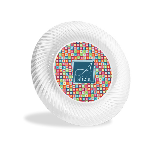 Custom Retro Squares Plastic Party Appetizer & Dessert Plates - 6" (Personalized)