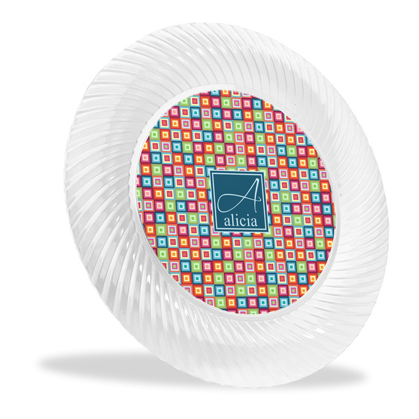 Custom Retro Squares Plastic Party Dinner Plates - 10" (Personalized)