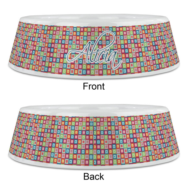 Retro Squares Plastic Pet Bowls - Large - APPROVAL