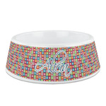 Retro Squares Plastic Dog Bowl - Medium (Personalized)