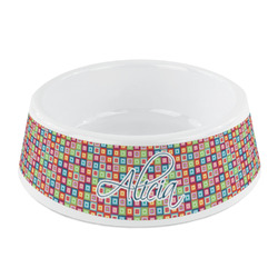 Retro Squares Plastic Dog Bowl - Small (Personalized)