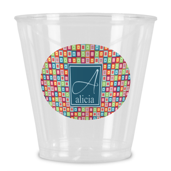 Custom Retro Squares Plastic Shot Glass (Personalized)