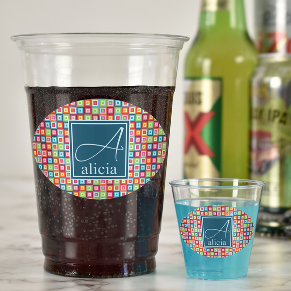 Retro Squares Plastic Shot Glasses - In Context