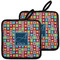 Retro Squares Pot Holders - Set of 2 w/ Name and Initial