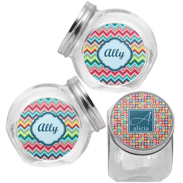 Retro Squares Puppy Treat Jar - Top Left Right