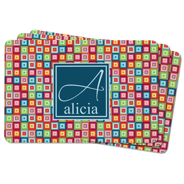 Retro Squares Rectangular Fridge Magnet - THREE