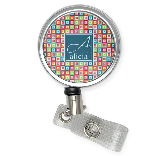Custom Retro Squares Retractable Badge Reel (Personalized)