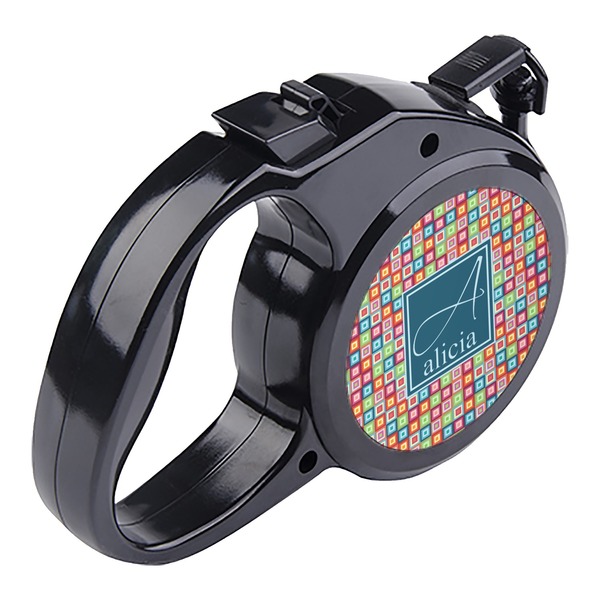 Retro Squares Retractable Dog Leash - Angle