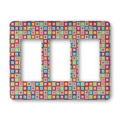 Retro Squares Rocker Style Light Switch Cover - Three Switch