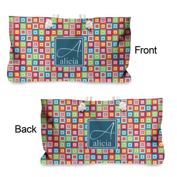 Retro Squares Large Rope Tote - From & Back View