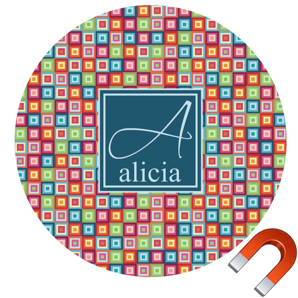 Custom Retro Squares Car Magnet (Personalized)