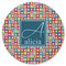 Retro Squares Round Rubber Backed Coaster (Personalized)