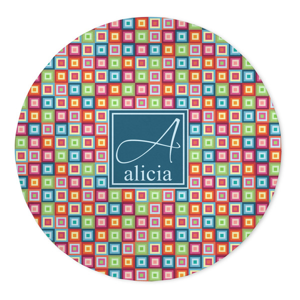 Custom Retro Squares 5' Round Indoor Area Rug (Personalized)