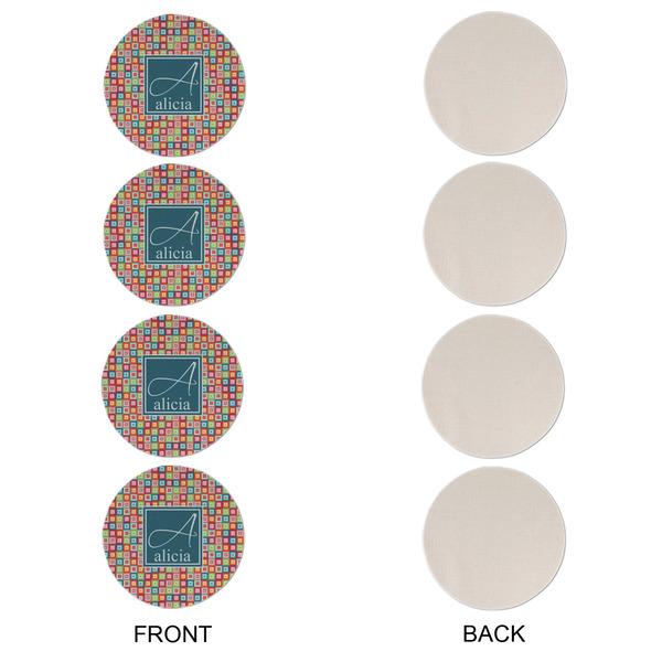 Retro Squares Round Linen Placemats - APPROVAL Set of 4 (single sided)