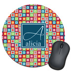Retro Squares Round Mouse Pad (Personalized)