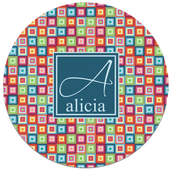 Retro Squares Round Mousepad - APPROVAL