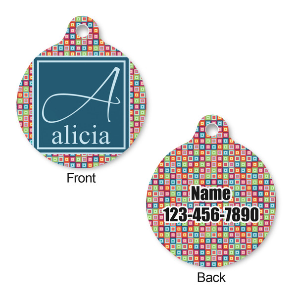 Retro Squares Round Pet ID Tag - Large - Approval