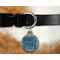 Retro Squares Round Pet Tag on Collar & Dog