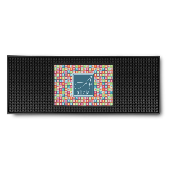 Custom Retro Squares Rubber Bar Mat (Personalized)