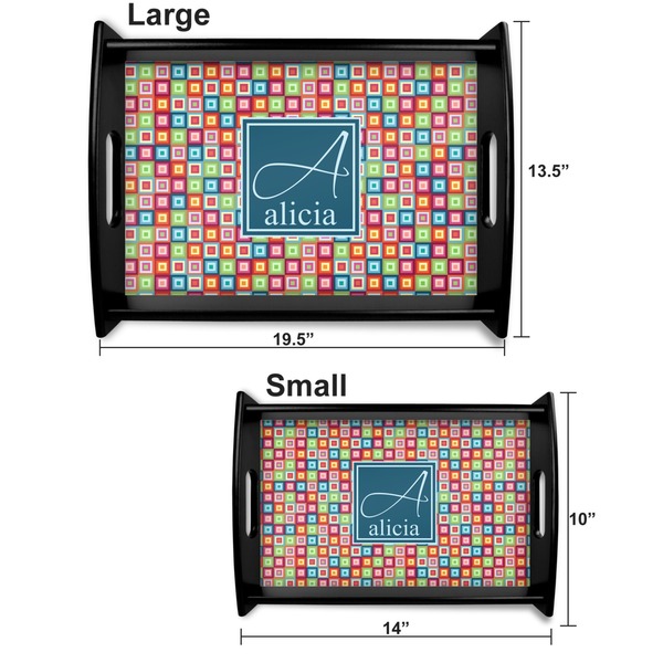 Retro Squares Serving Tray Black Sizes