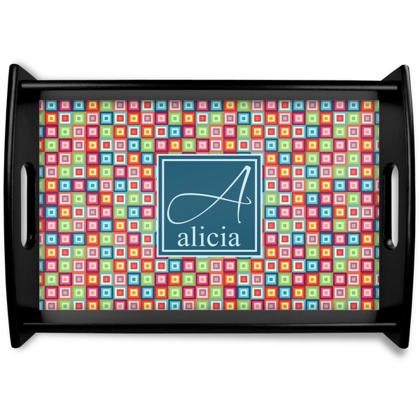 Custom Retro Squares Wooden Tray (Personalized)