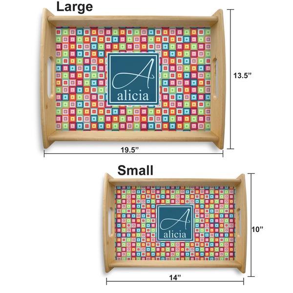 Retro Squares Serving Tray Wood Sizes