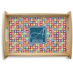 Retro Squares Natural Wooden Tray - Small (Personalized)