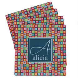 Retro Squares Absorbent Stone Coasters - Set of 4 (Personalized)