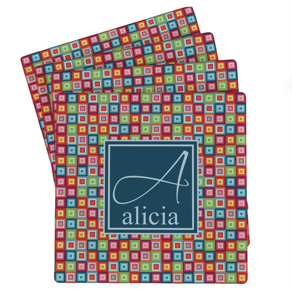 Custom Retro Squares Absorbent Stone Coasters - Set of 4 (Personalized)