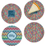 Retro Squares Set of 4 Glass Appetizer / Dessert Plate 8" (Personalized)