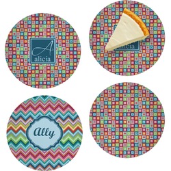 Retro Squares Set of 4 Glass Appetizer / Dessert Plate 8" (Personalized)