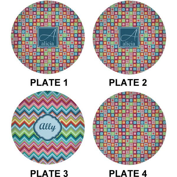 Retro Squares Set of Lunch / Dinner Plates (Approval)
