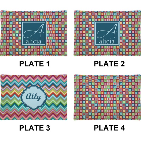 Retro Squares Set of Rectangular Appetizer / Dessert Plates (Approval)