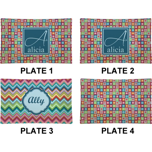 Retro Squares Set of Rectangular Dinner Plates (Approval)