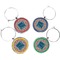 Retro Squares Wine Charms (Set of 4) (Personalized)