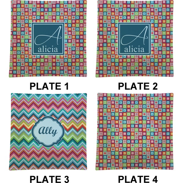 Retro Squares Set of Square Dinner Plates (Approval)