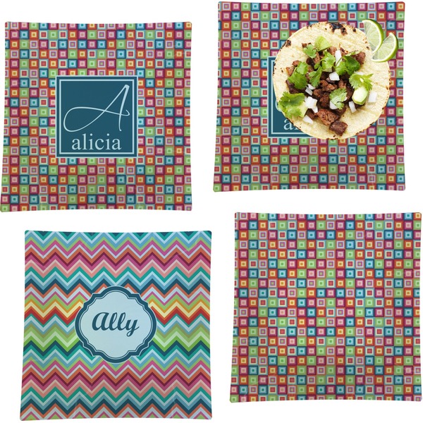 Retro Squares Set of Square Dinner Plates