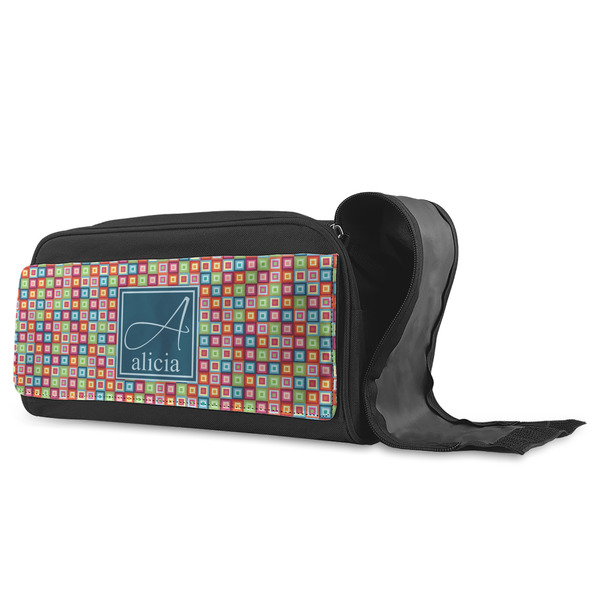 Retro Squares Shoe Bags - ANGLE (Open)