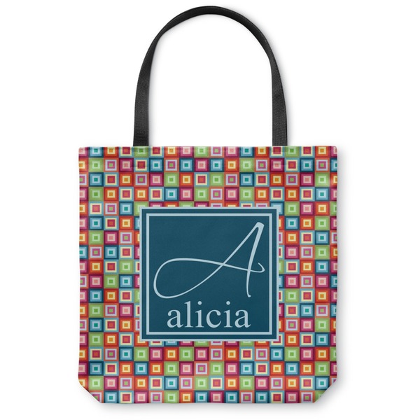 Custom Retro Squares Canvas Tote Bag - Small - 13"x13" (Personalized)