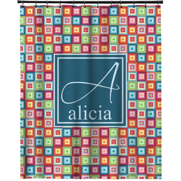 Custom Retro Squares Extra Long Shower Curtain - 70"x84" (Personalized)